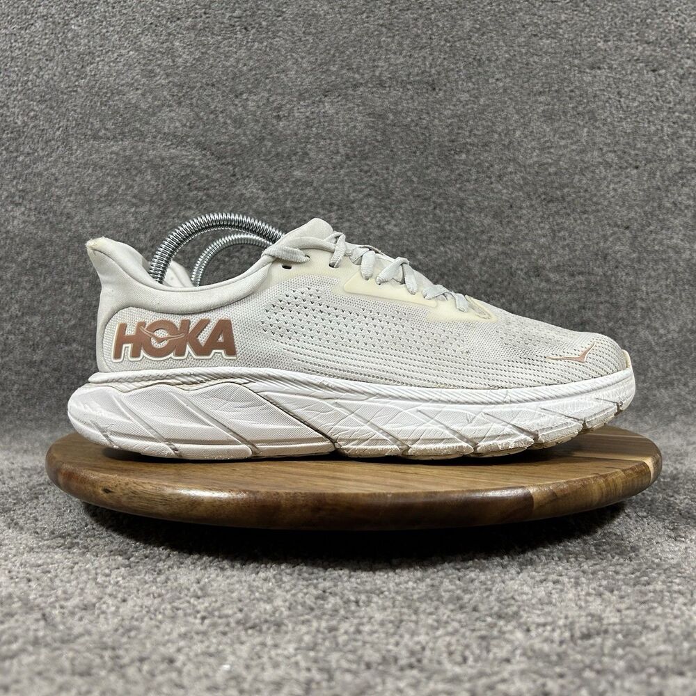 Hoka One One Arahi 7 Women's Sz 9.5 Blanc De Blanc Rose Gold Athletic Shoes Used